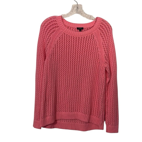 Talbots Sweaters - Talbots Open Knit Beachy Sweater LP Pink Coastal Summer Vacation 100% Cotton